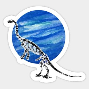 Dinosaur Skeleton in Space Deep Blue Sticker